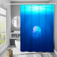 Шторка для ванни з поліестеру водонепроникна Bathlux 180x180 см з кільцями, фіранка для ванної кімнати