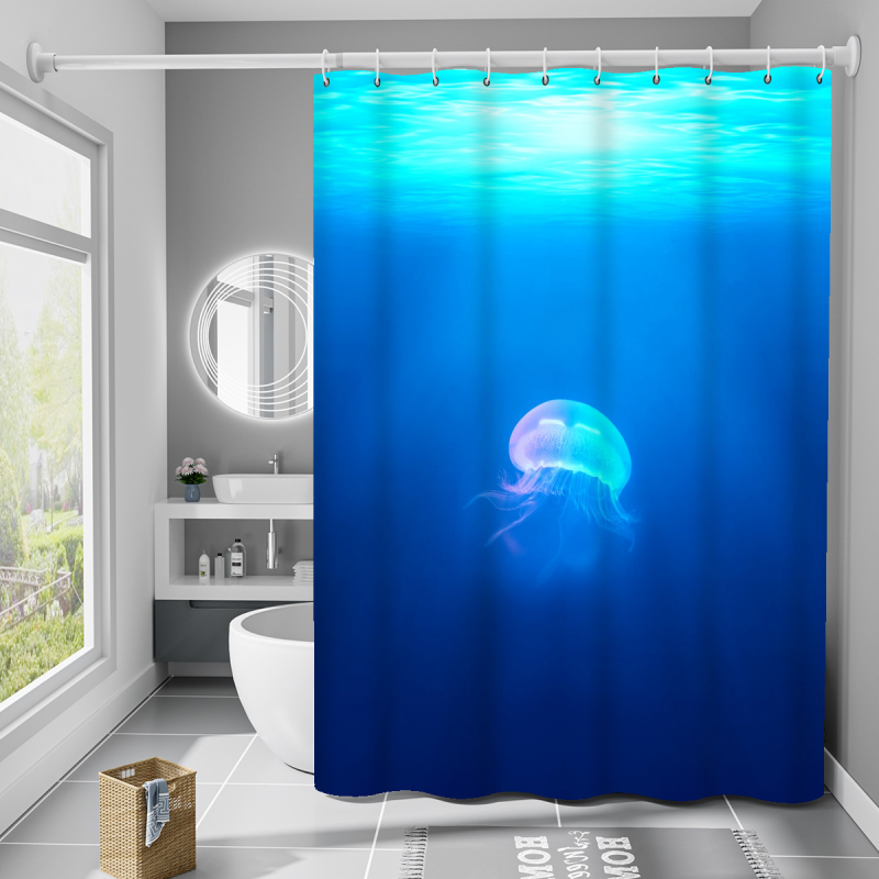 Шторка для ванни з поліестеру водонепроникна Bathlux 180x180 см з кільцями, фіранка для ванної кімнати