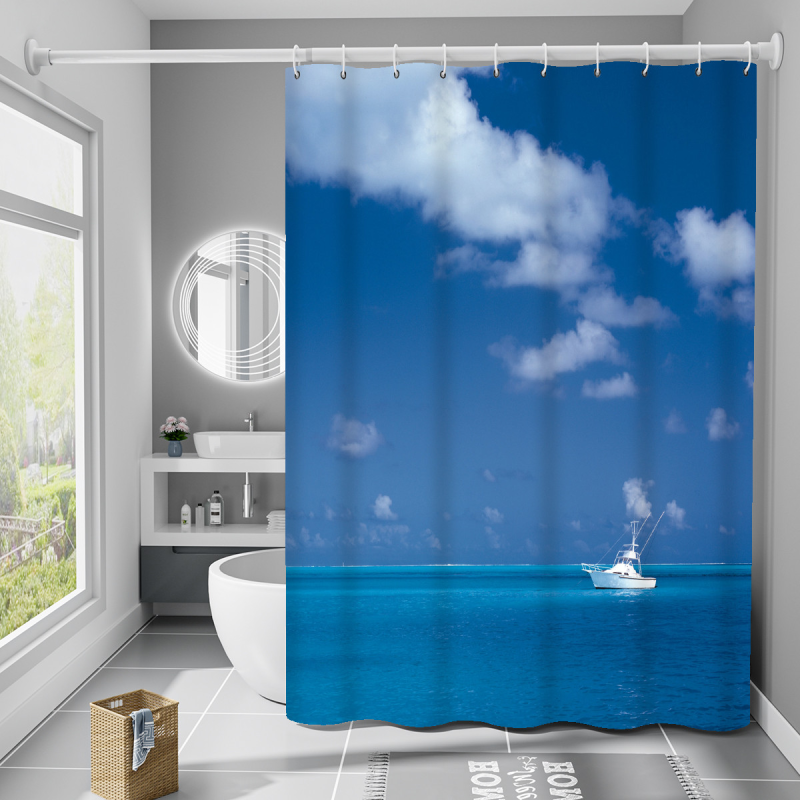 Шторка для ванни з поліестеру водонепроникна Bathlux 180x180 см з кільцями, фіранка для ванної кімнати