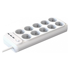 Мережевий подовжувач XO WL07 10 розетки/3USB/3,1A перехідник трійник на 10 розеток та 3 USB Білий