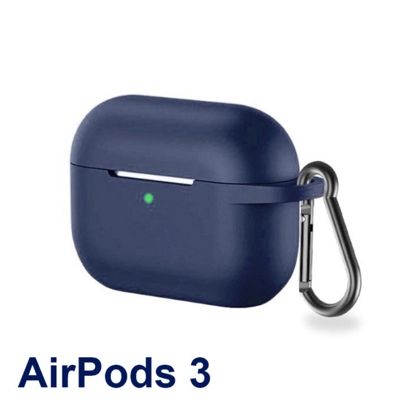 Чохол силіконовий HOCO для Apple AirPods 3 з карабіном Чохол для навушників Темно-синій