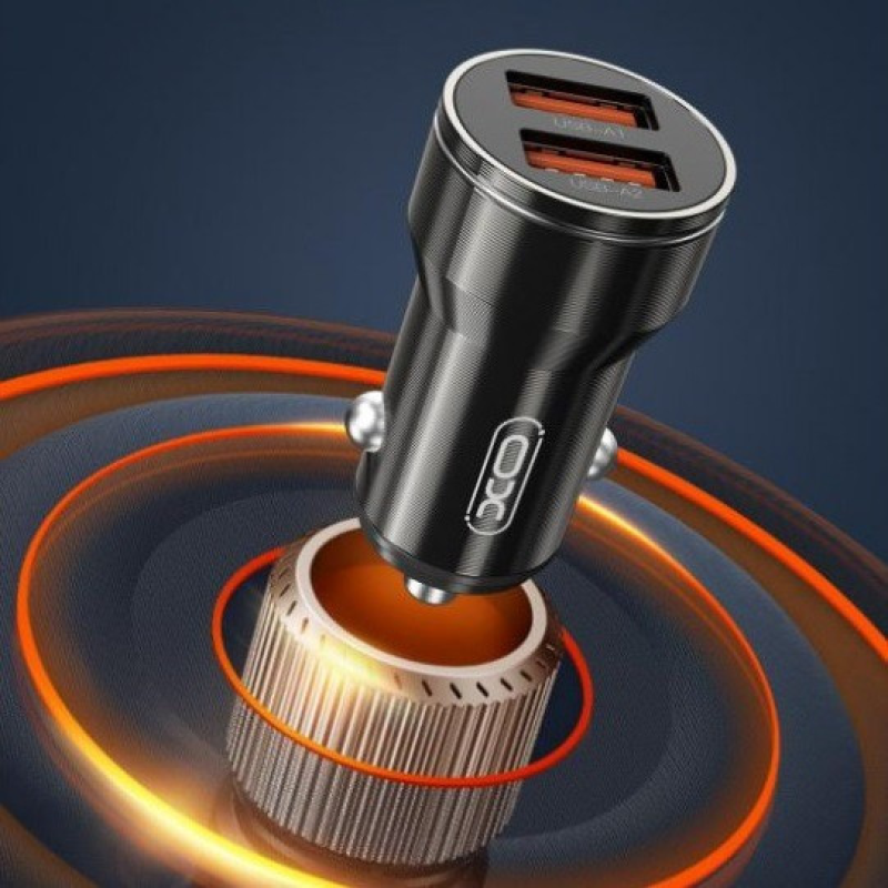 Автомобільний зарядний пристрій із двома USB портами XO CC48 2USB/2.4A Чорний