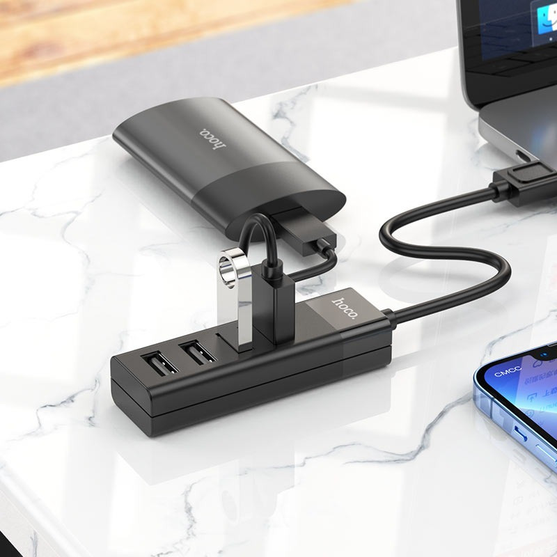 USB HUB HOCO HB25 4 in 1 Type-C to USB 3.0 + USB 2.0х3 Розгалужувач для ноутбука Чорний