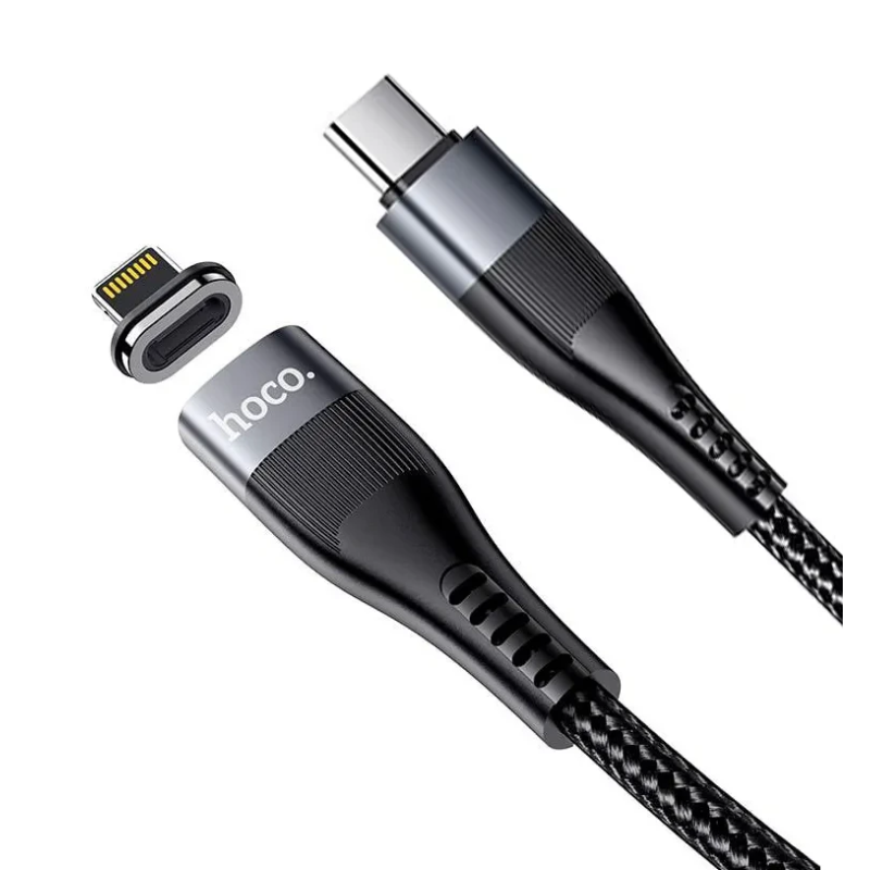 USB Кабель HOCO U99 Магнітний Type-C - Lightning для телефону, ноутбука, пк 100W 1.2М Чорний
