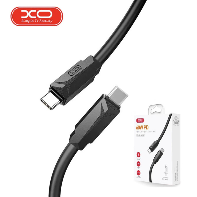 Кабель для швидкого заряджання та синхронізації USB XO NB-Q233B Type-C - Type-C 60W 1М Чорний