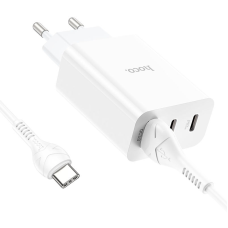 СЗУ зарядний пристрій HOCO C99A PD20W QC3.0 1USB/2Type-C/3A з кабелем для заряджання USB - Type-C Білий