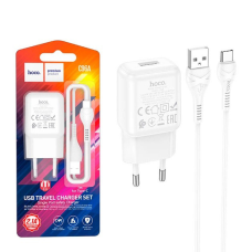СЗУ зарядний пристрій HOCO C96A 1USB/2.1A з кабелем для заряджання USB - Type-C Білий