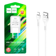СЗУ зарядний пристрій HOCO C96A 1USB/2.1A з кабелем для заряджання USB - Lightning Білий