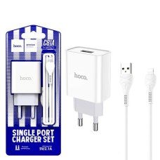 СЗУ зарядний пристрій HOCO C81A 1USB/2.1A з кабелем для заряджання USB - Lightning Білий