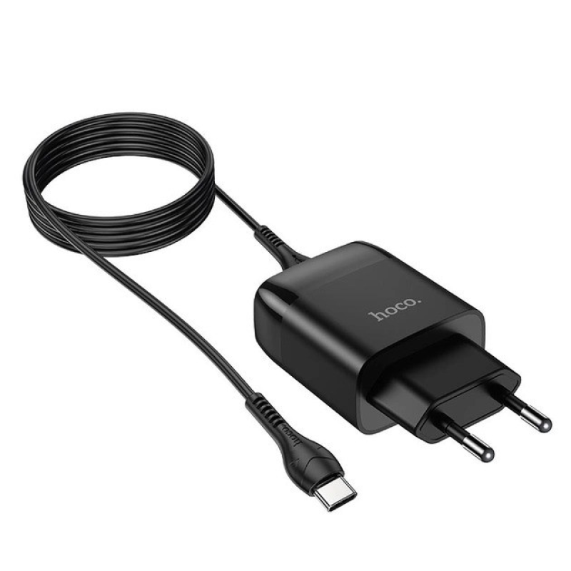 СЗУ зарядний пристрій HOCO C72Q QC3.0 1USB/2A з кабелем для заряджання USB - Type-C Чорний
