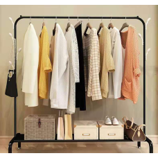 Мобільна вішалка для одягу з полицею на колесиках 145х80х42 см, складна вішалка для мінмалстичних кімнат
