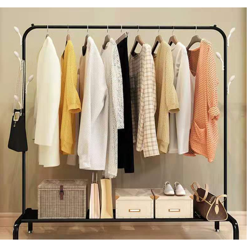 Мобільна вішалка для одягу з полицею на колесиках 145х80х42 см, складна вішалка для мінмалстичних кімнат