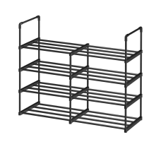 Модульна поличка для взуття, чорний органайзер на 4 полички для прихожої 85x72x28 см Чорна