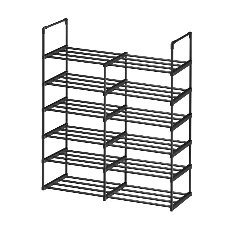 Модульна поличка для взуття, чорний органайзер на 6 поличок для прихожої 86x106x28 см Чорна