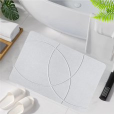 Килимок універсальний для душу та ванної кімнати, кухні, передпокою кам“яний 60х39 см з діатоміту колір біло-сірий