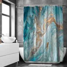 Шторка для ванни з поліестеру водонепроникна Bathlux 180x180 см з кільцями, фіранка для ванної кімнати