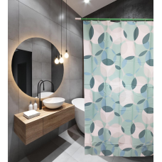 Шторка для ванни з поліестеру водонепроникна Bathlux 180x180 см з кільцями, фіранка для ванної кімнати