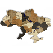 Мапа України з натурального дерева на стіну 74х50 см, велика карта України