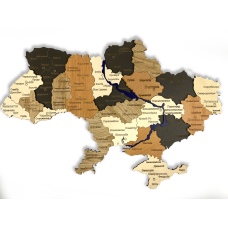 Мапа України з натурального дерева на стіну 59х40 см, карта України навісна