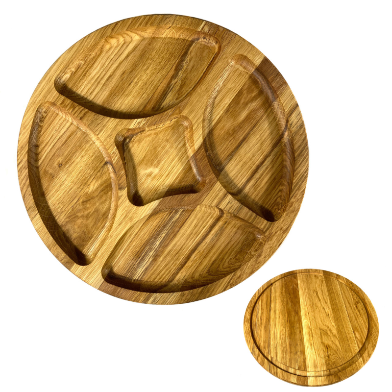 Деревʼяна тарілка з натурального дерева діаметр 30 см, висота 2 см, тарілка для закусок