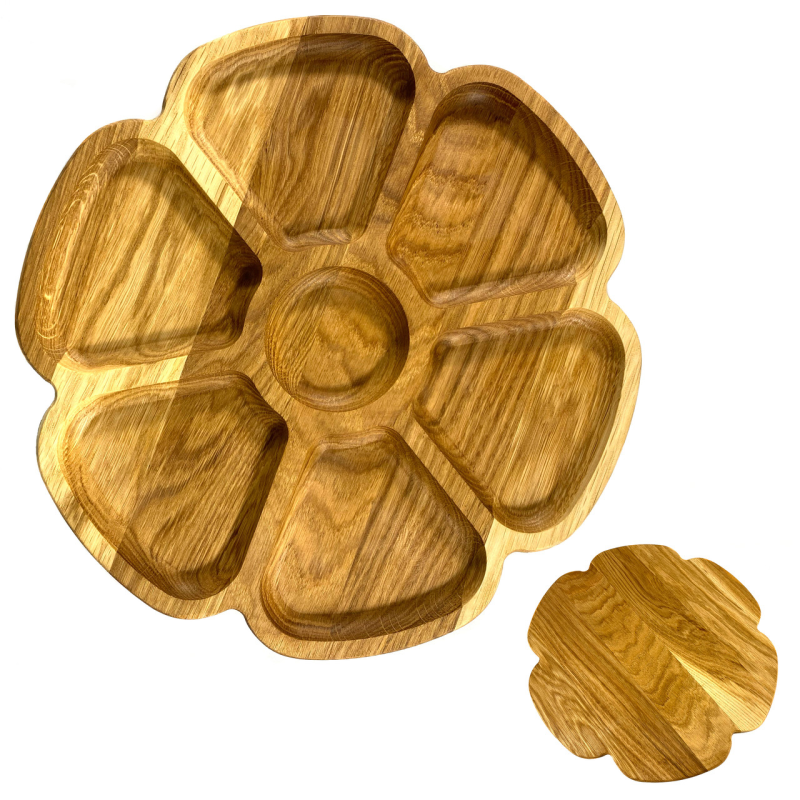 Деревʼяна тарілка з натурального дерева діаметр 30,5 см, висота 2 см, тарілка для закусок