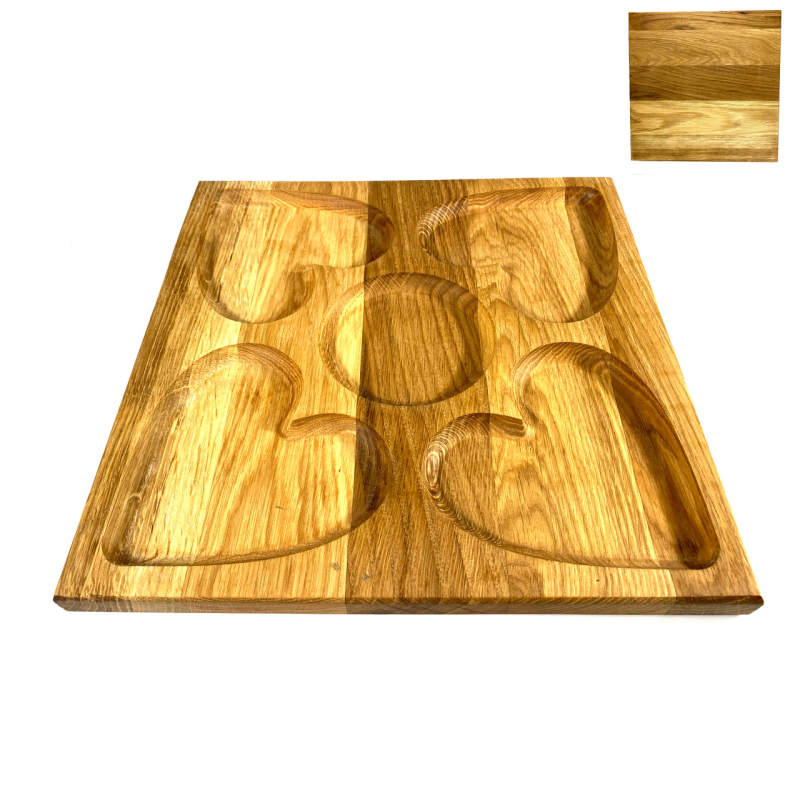 Деревʼяна тарілка квадратна з натурального дерева для закусок, закусочна тарілка 30х30х2,5 см