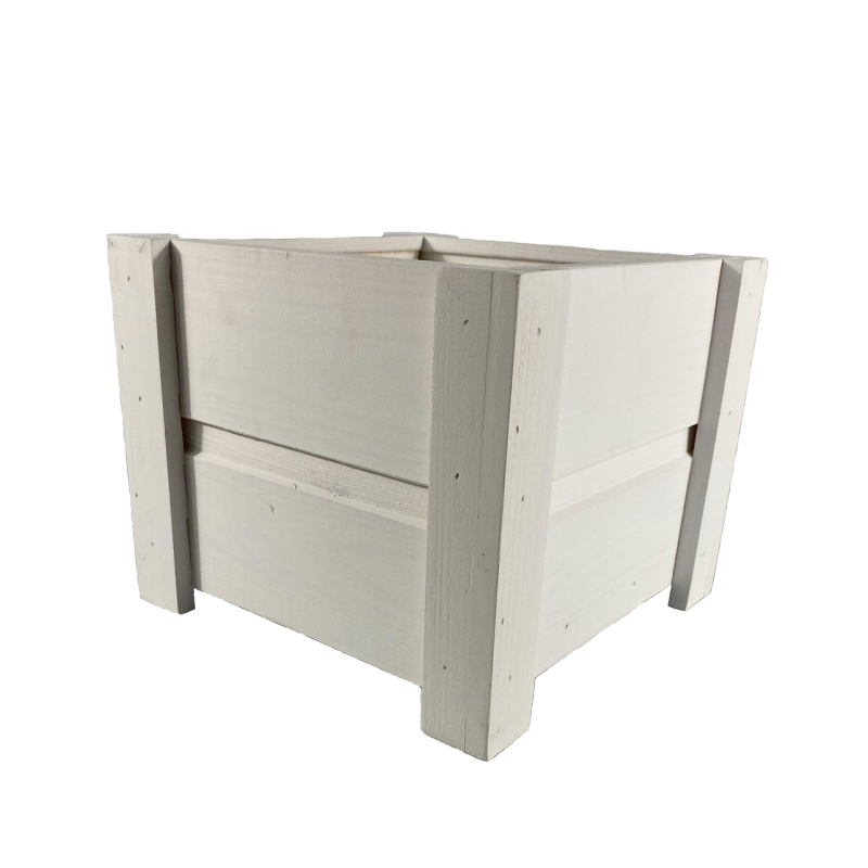 Ящик вазон садовий декоративний для квітів або для зберігання речей з натурального дерева 19х19х17,5 см Білий