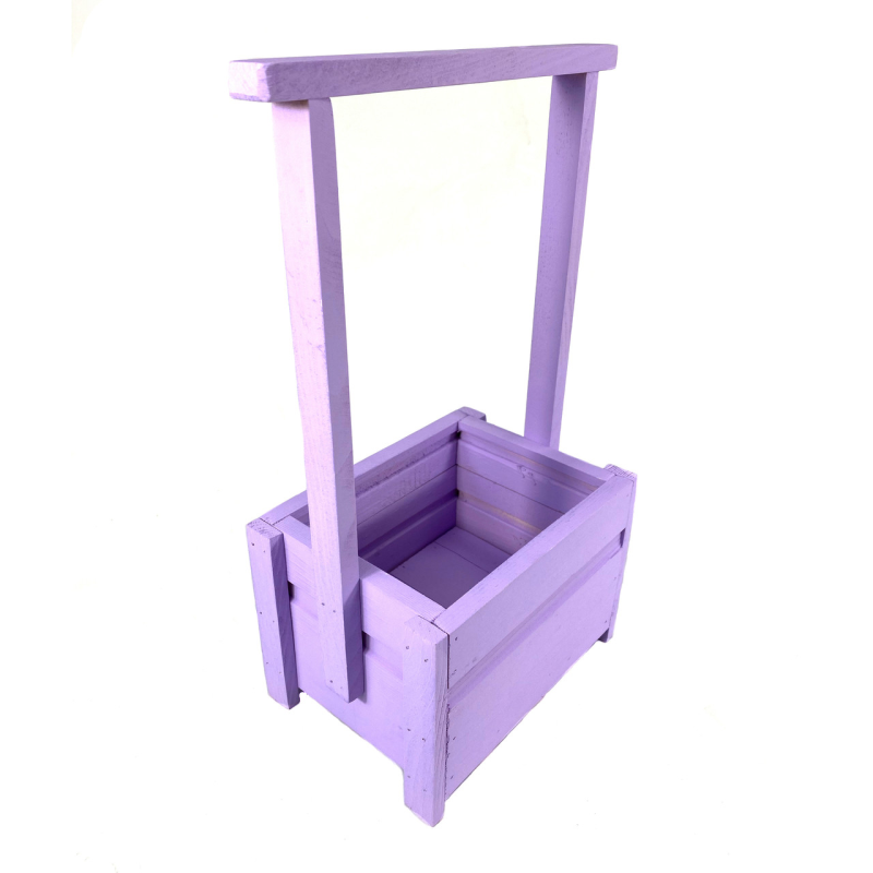 Ящик садовий декоративний для квітів або для зберігання речей з натурального дерева 20х14,5х38 см Фіолетовий