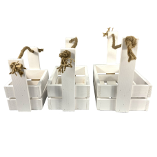 Набір садових ящиків для квітів або зберігання речей 3 шт, великий 26х18х10, середній 21х15х10, малий 16.5х12х10 Білі