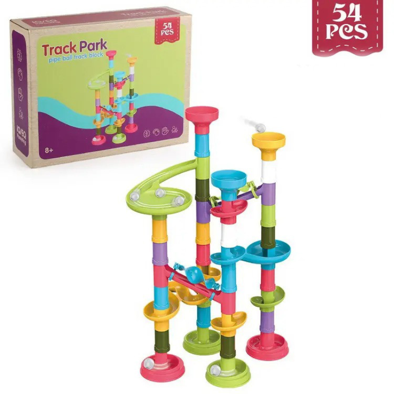 Конструктор з блоками та кульками для запускання, слайд-трек із блоків та кульки 54 елемента