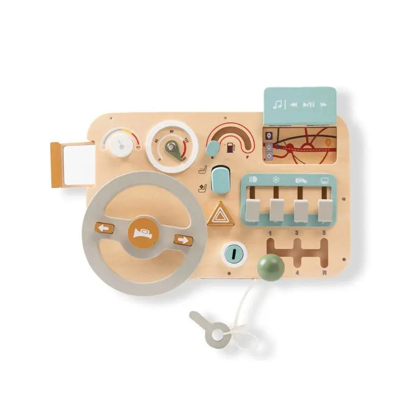 Сенсорна іграшка Монтесорі машинка з колесом, кнопками та різними інтерактивними деталями