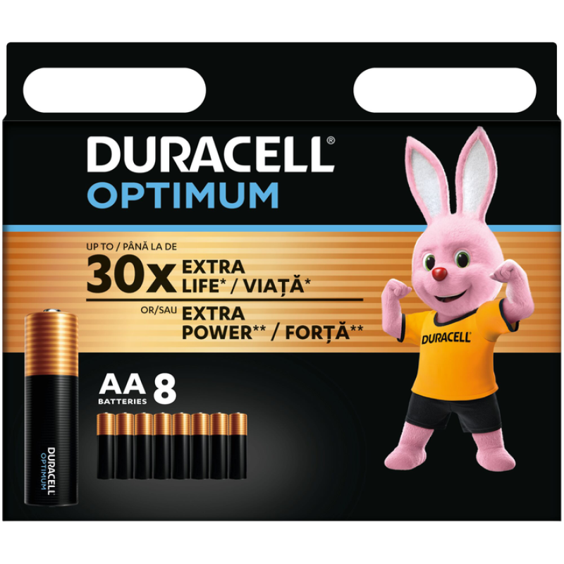 Батарейка Duracell OPTIMUM Alkaline LR6 (АА), лужна, 8 шт., ТІЛЬКИ ОРИГИНАЛ