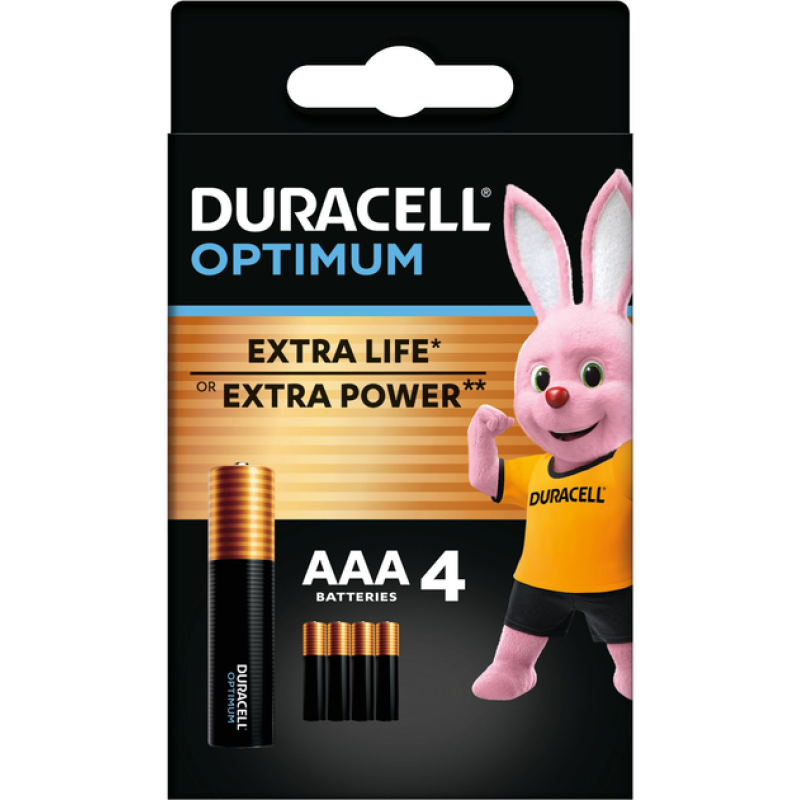 Батарейка Duracell OPTIMUM Alkaline LR03 (AАА), лужна, 4 шт., ТІЛЬКИ ОРИГИНАЛ