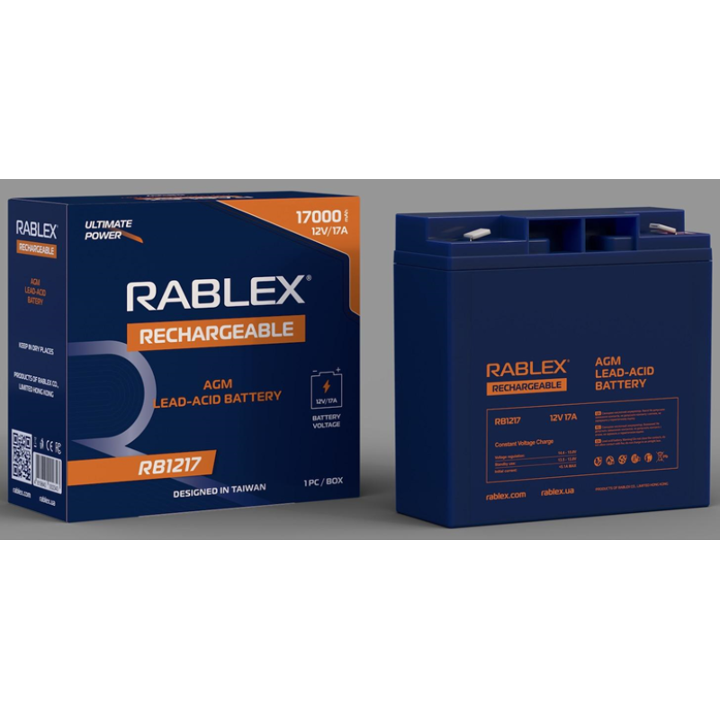Акумулятор свинцево-кислотний SLA RABLEX RB1207 12V/7Ah, 1шт