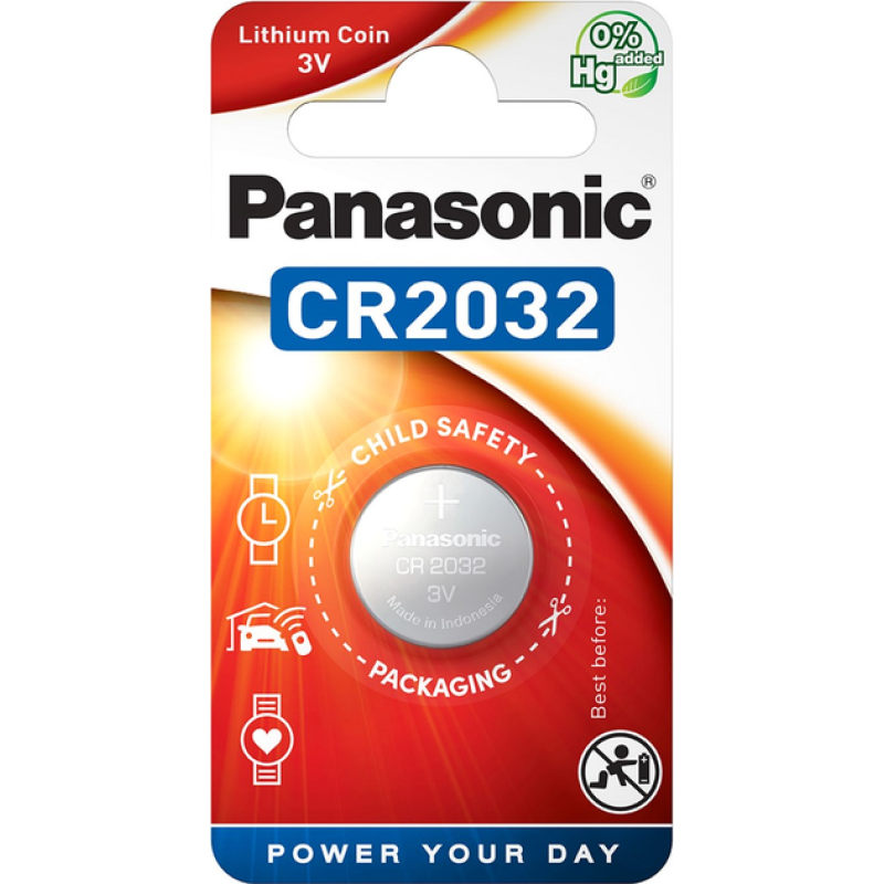 Батарейка Panasonic CR2032 Lithium, 3.0 V, 1 шт.