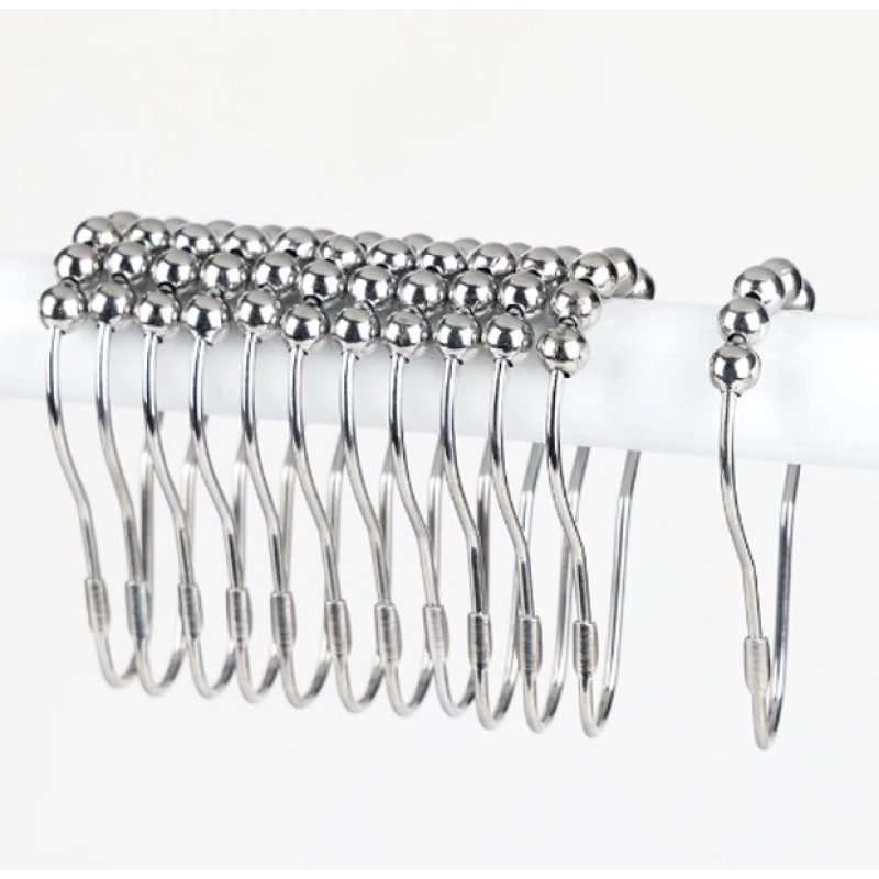 Кільця на шторку у ванну кімнату металеві у срібному кольорі 12 штук