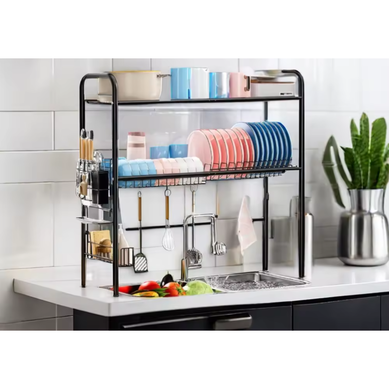 Металева чорна сушка для посуду