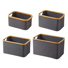 Комплект кошиків для білизни, складні, бамбукові, з ручками, сірі, тканинні