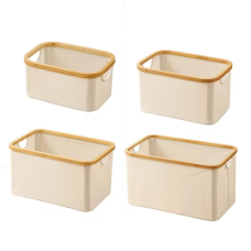 Комплект кошиків для білизни, складні, бамбукові, з ручками, бежеві, тканинні