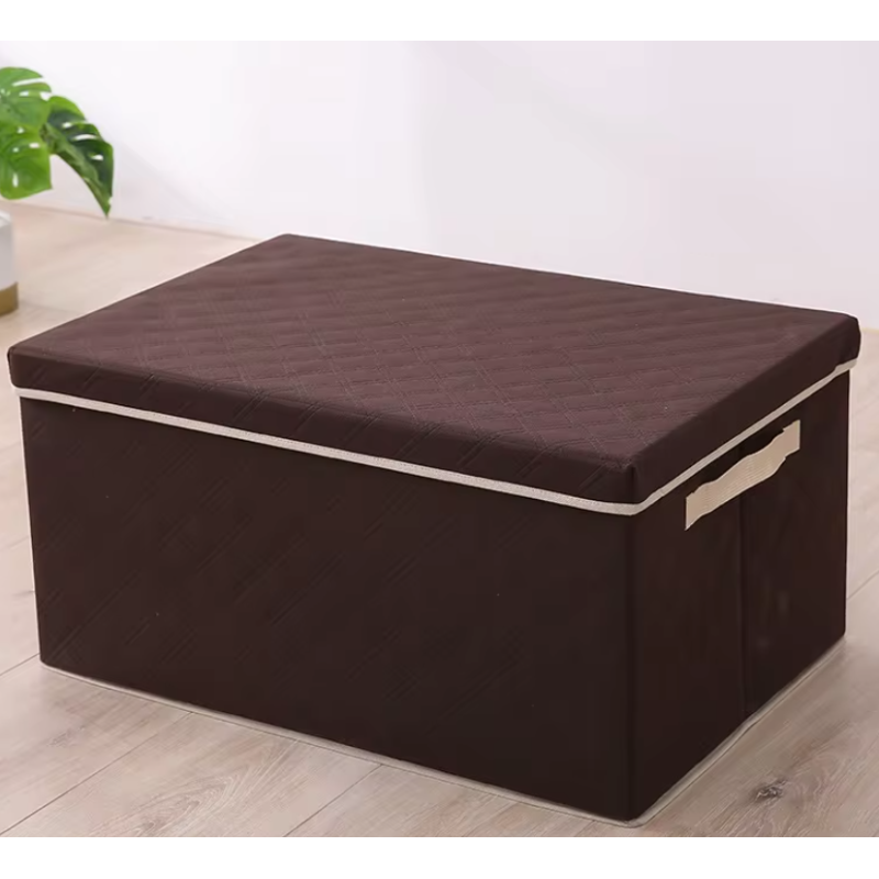 Комплект ящиків 4 шт для зберігання речей у шафі 4 шт із кришкою та ручками, тканинний, коричневий