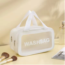 Косметичка у ванну кімнату на 2 відділення для сухих і вологих речей, біла