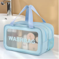 Косметичка у ванну кімнату на 2 відділення для сухих і вологих речей, блакитна