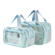 Комплет косметичок 2 шт у ванну кімнату на 2 відділення, блакитні