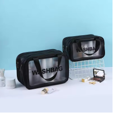 Комплет косметичок 2 шт у ванну кімнату на 2 відділення, чорні