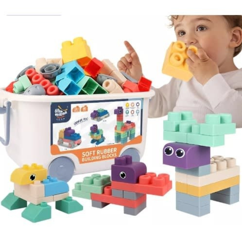 М“який силіконовий конструктор для дітей Soft rubber building blocks 80 шт