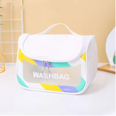 Косметичка жіноча прозора, для ванного приладдя, дорожня, водонепроникна, біла