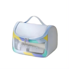 Косметичка жіноча прозора, для ванного приладдя, дорожня, водонепроникна, блакитна