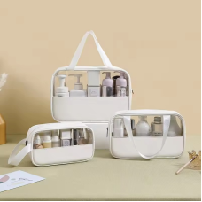 Набір косметичок жіночих 3 шт, для душу, білі, прозорі