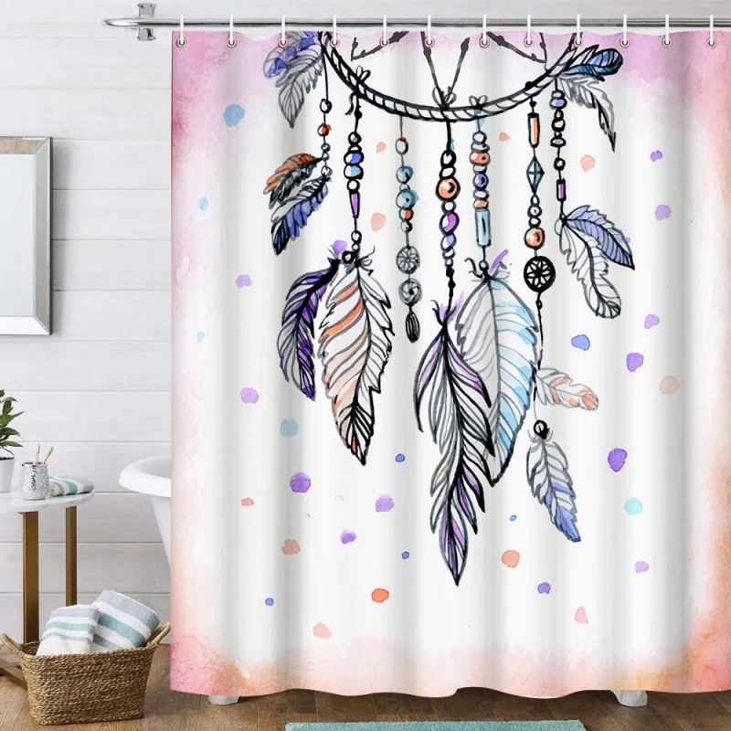 Шторка для ванної та душу з гачками 180x180 см водовідштовхувальна, високоякісна шторка для ванни