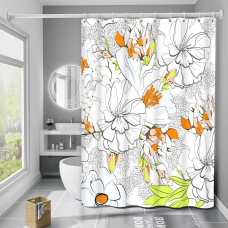 Шторка для ванни та душу з поліестеру водонепроникна Bathlux 180x180 см з кільцями для ванної кімнати